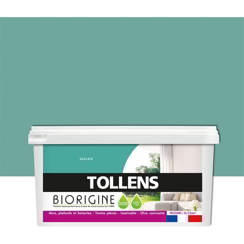 Peinture Couleurs Haute Performance à Base de Résine Biosourcée Tollens Pour Murs, Plafonds, Boiseries - Velours Saulaie - 2L = 24m2