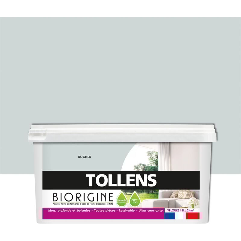 Peinture Couleurs Haute Performance à Base de Résine Biosourcée Tollens Pour Murs, Plafonds, Boiseries - Velours Rocher - 2L = 24m2