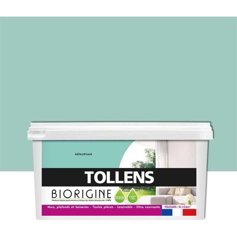 Peinture Couleurs Haute Performance à Base de Résine Biosourcée Tollens Pour Murs, Plafonds, Boiseries - Velours Nenuphar - 2L = 24m2