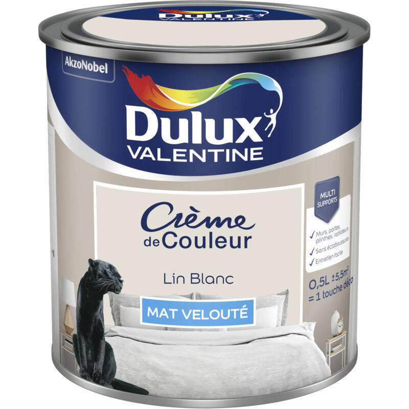 Peinture Crème De Couleur Mat Lin Blanc 0,5 l Dulux Valentine