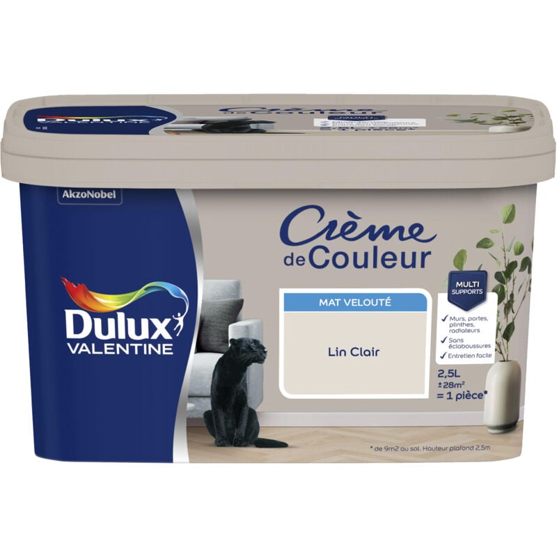 Peinture Crème De Couleur Mat Lin Clair 2,5 l Dulux Valentine