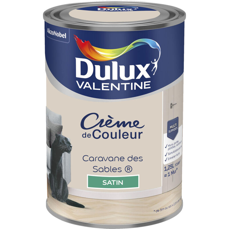 Peinture Crème De Couleur Satin Caravane des Sables 1,25 l Dulux Valentine