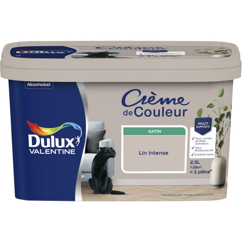 Peinture Crème De Couleur Satin Lin intense 2,5 l Dulux Valentine