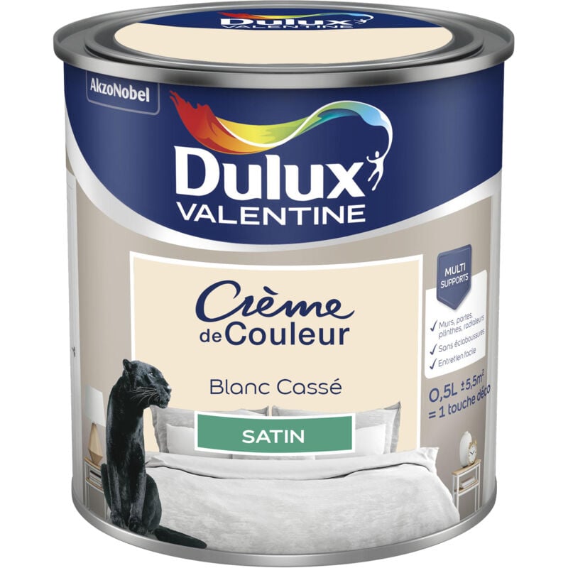 Peinture Crème De Couleur Satin Blanc Cassé 0,5 l Dulux Valentine