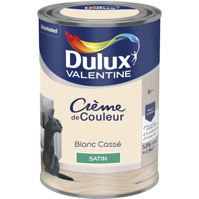 Peinture Crème De Couleur Satin Blanc Cassé 1,25 l Dulux Valentine