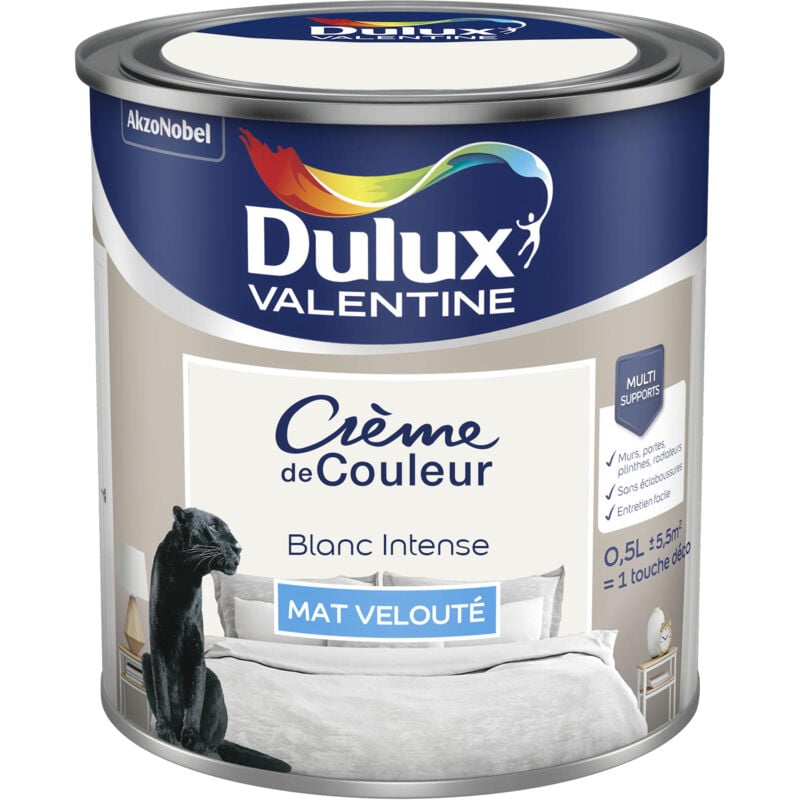 Peinture Crème De Couleur Mat Blanc Intense 0,5 l Dulux Valentine