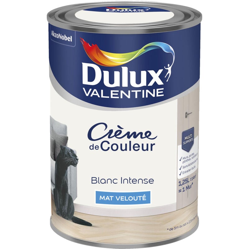 Peinture Crème De Couleur Mat Blanc Intense 1,25 l Dulux Valentine