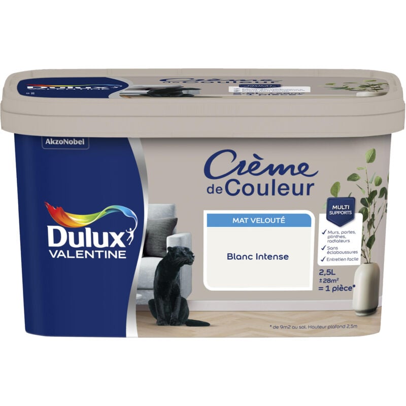 Peinture Crème De Couleur Mat Blanc Intense 2,5 l Dulux Valentine