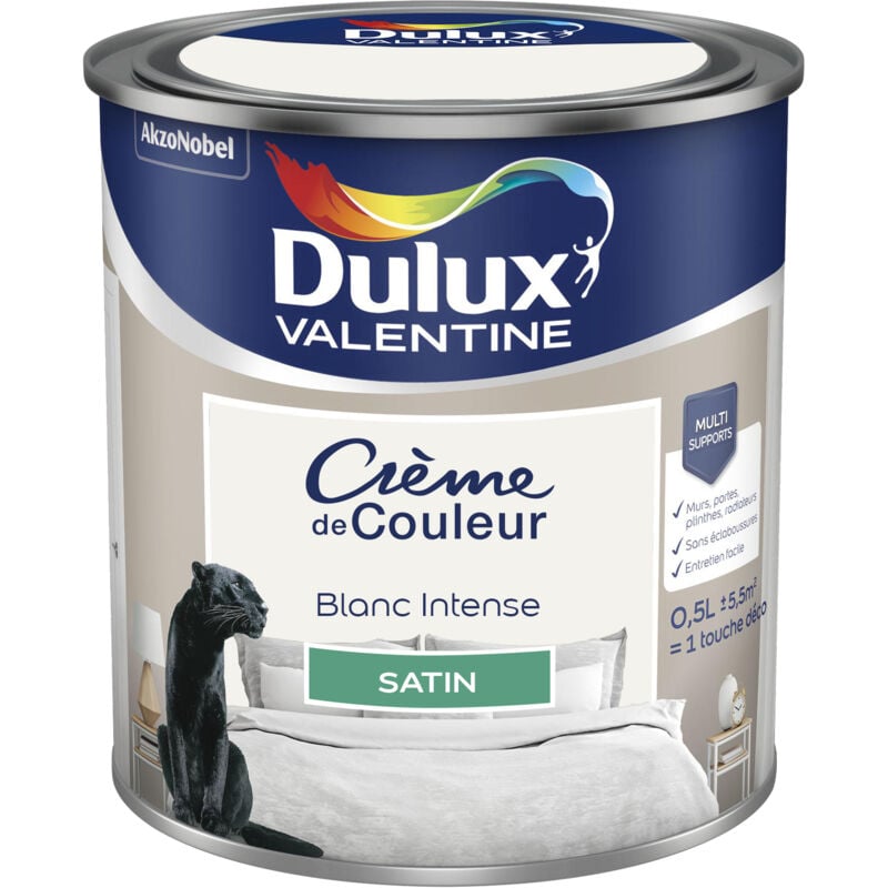 Peinture Crème De Couleur Satin Blanc Intense 0,5 l Dulux Valentine