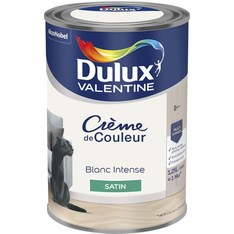 Peinture Crème De Couleur Satin Blanc Intense 1,25 l Dulux Valentine