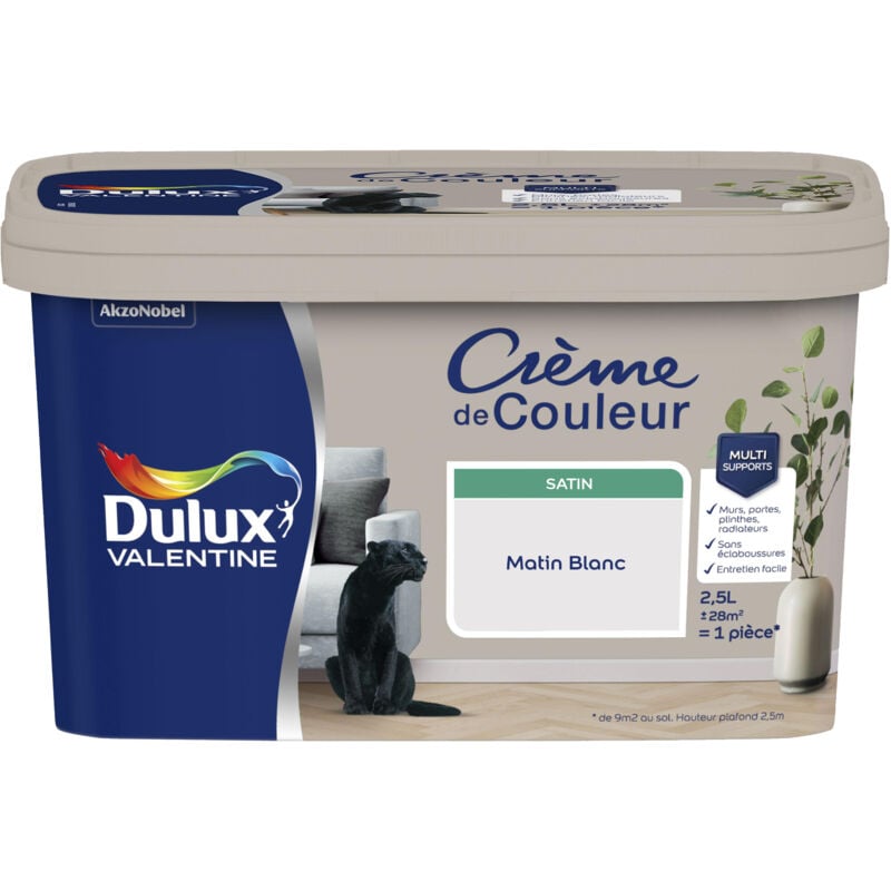 Peinture Crème De Couleur Satin Matin Blanc 2,5 l Dulux Valentine