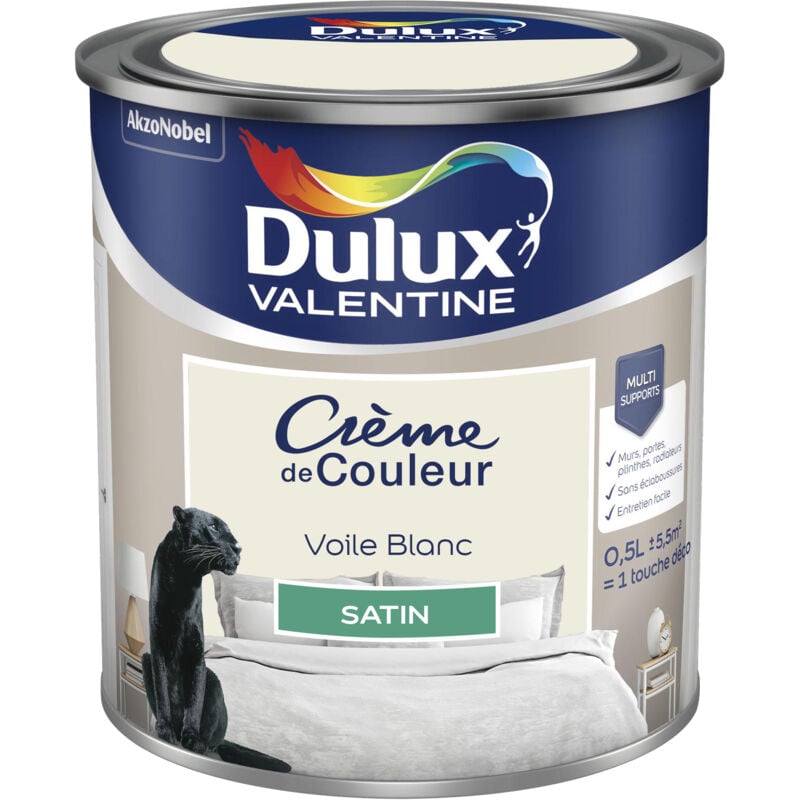 Peinture Crème De Couleur Satin Voile Blanc 0,5 L - Dulux Valentine