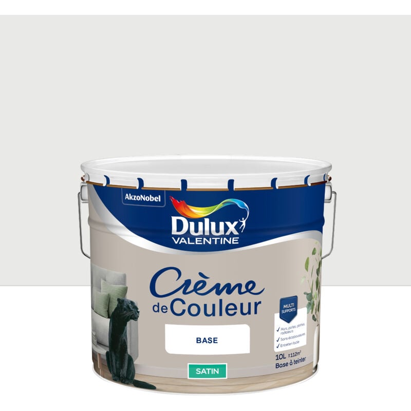 Peinture Crème De Couleur Satin Blanc Intense 10L Dulux Valentine