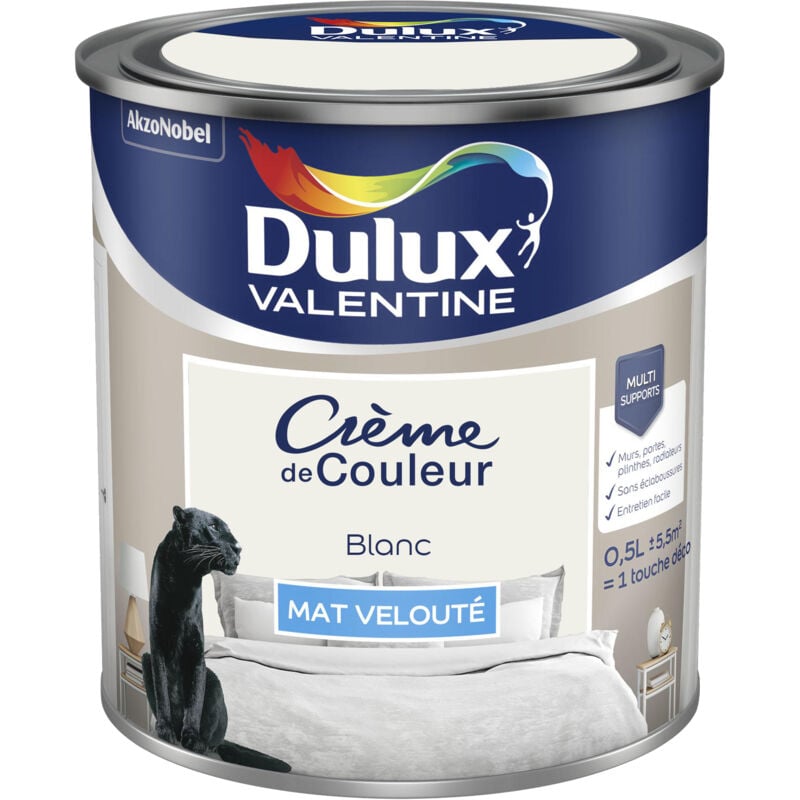 Peinture Crème De Couleur Mat Blanc 0,5 l Dulux Valentine