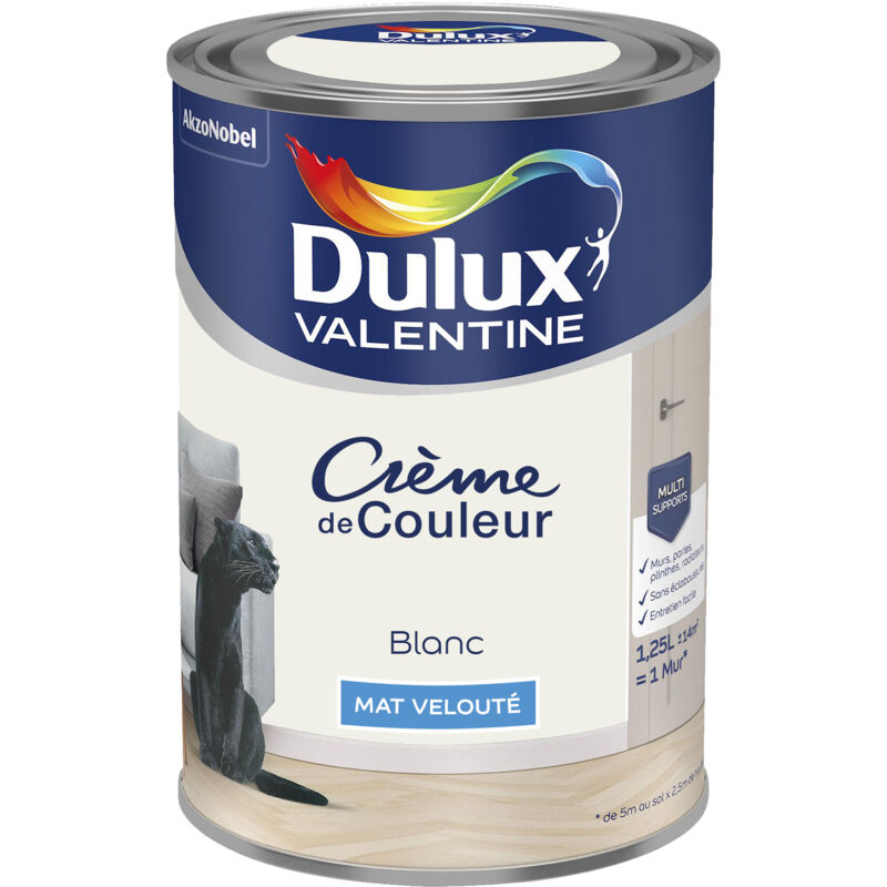 Peinture Crème De Couleur Mat Blanc 1,25 l Dulux Valentine