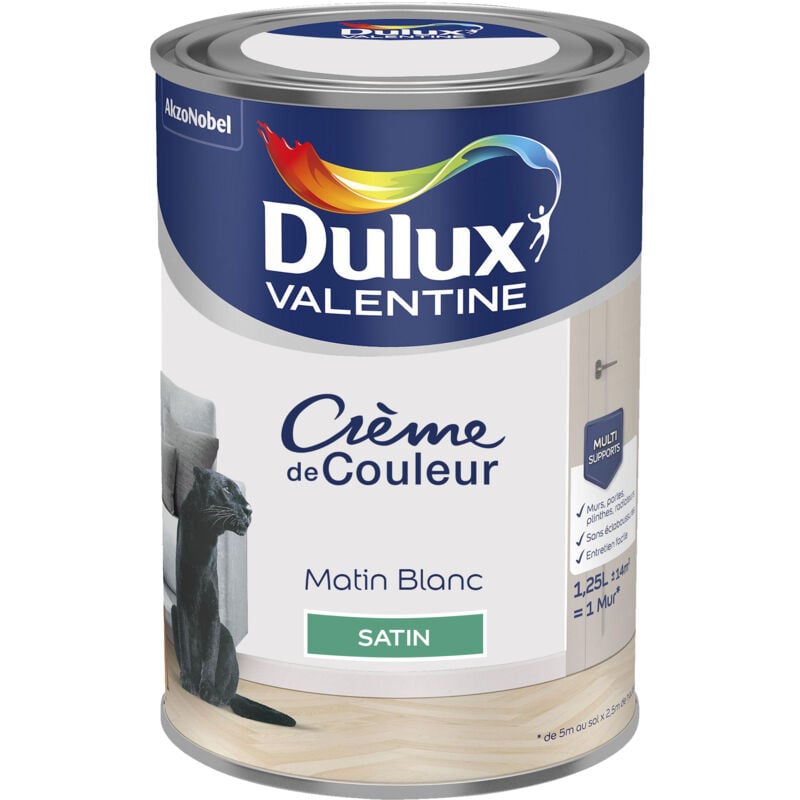 Peinture Crème De Couleur Satin Matin Blanc 1,25 L - Dulux Valentine