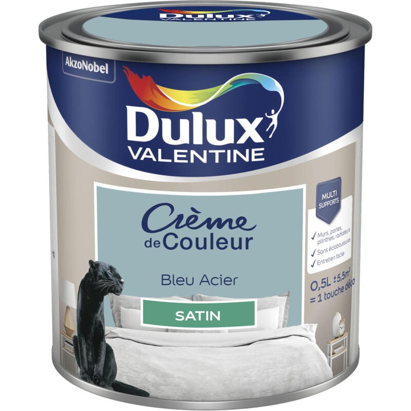 Peinture Crème De Couleur Satin Bleu Acier 0,5 L - Dulux Valentine