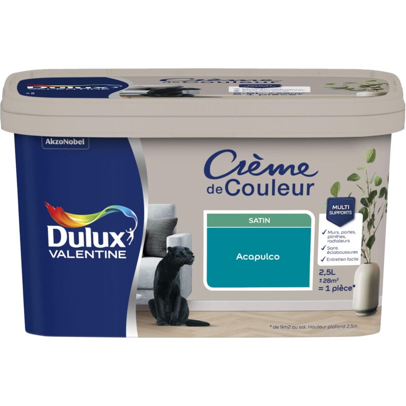 Dulux Valentine - Peinture Crème De Couleur Satin Acapulco 2,5 l