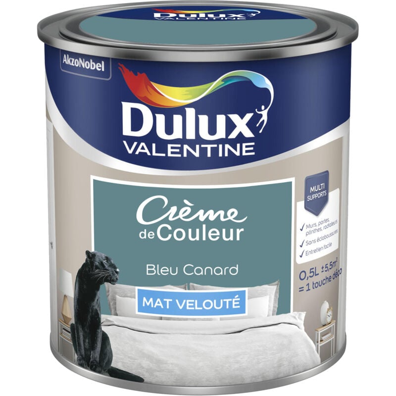 Peinture Crème De Couleur Mat Bleu Canard 0,5 l Dulux Valentine