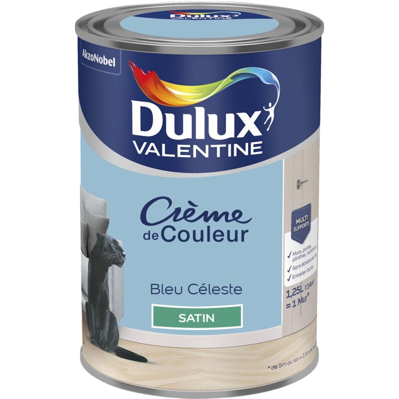 Peinture Crème De Couleur Satin Bleu Céleste 1,25 l Dulux Valentine