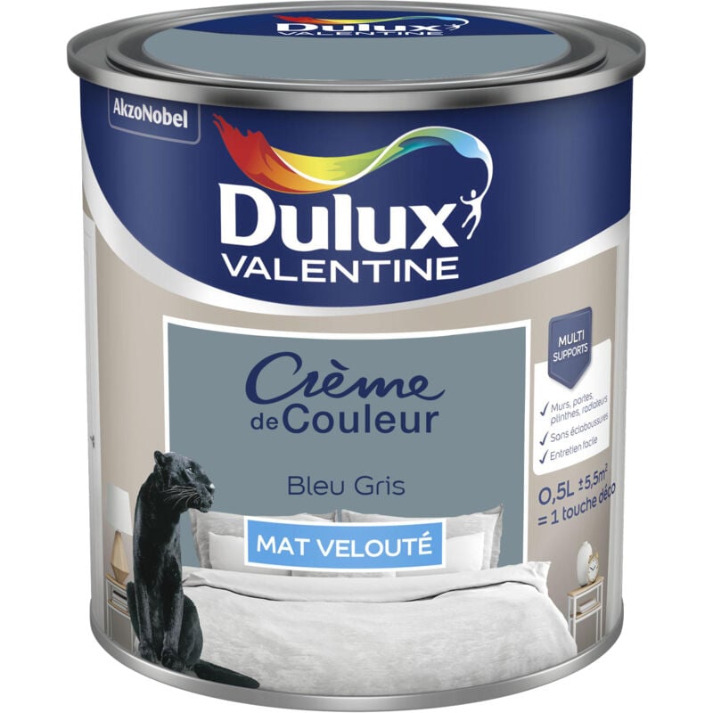 Dulux Valentine - Peinture Crème De Couleur Mat Bleu Gris 0,5 l
