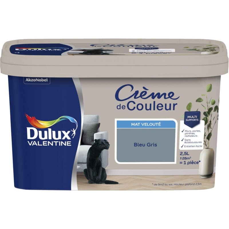 Dulux Valentine - Peinture Crème De Couleur Mat Bleu Gris 2,5 l