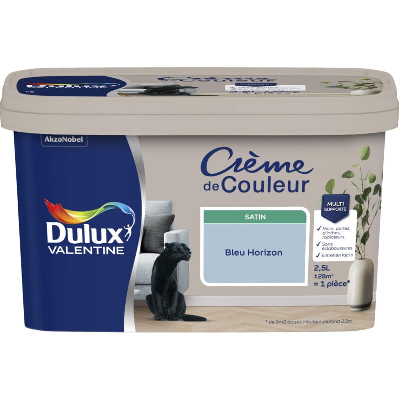 Dulux Valentine - Peinture Crème De Couleur Satin Bleu Horizon 2,5 l