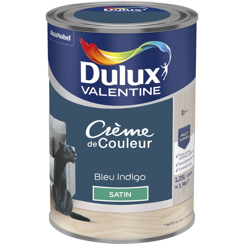 Peinture Crème De Couleur Satin Bleu Indigo 1,25 l Dulux Valentine