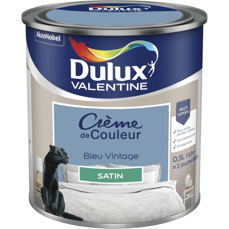 Peinture Crème De Couleur Satin Bleu Vintage 0,5 l Dulux Valentine