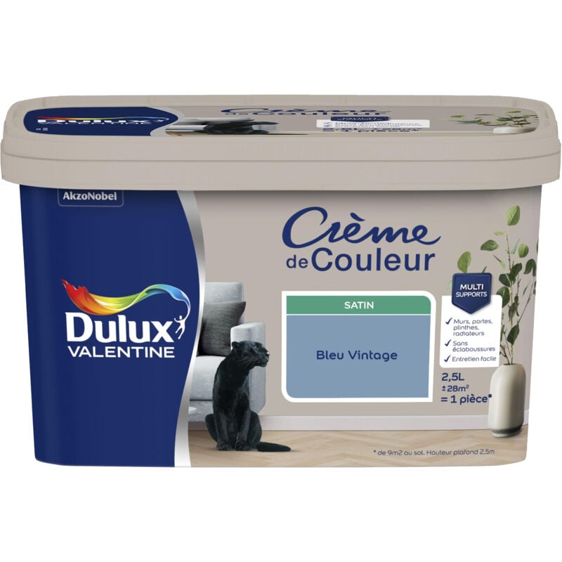 Dulux Valentine - Peinture Crème De Couleur Satin Bleu Vintage 2,5 l