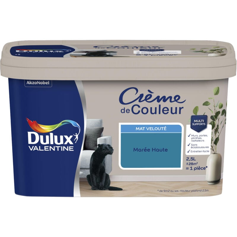 Dulux Valentine - Peinture Crème De Couleur Mat Marée Haute 2,5 l
