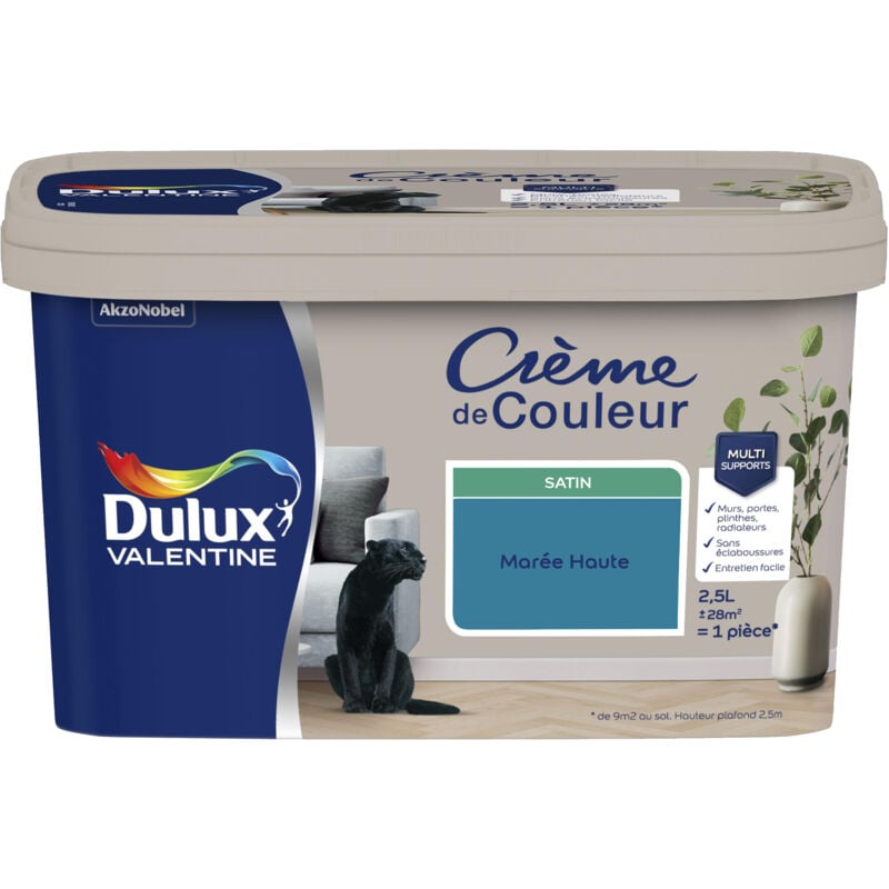 Dulux Valentine - Peinture Crème De Couleur Satin Marée Haute 2,5 l
