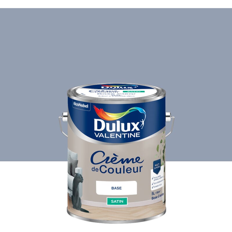 Dulux Valentine - Peinture Crème De Couleur Satin Lune Cendrée 5L