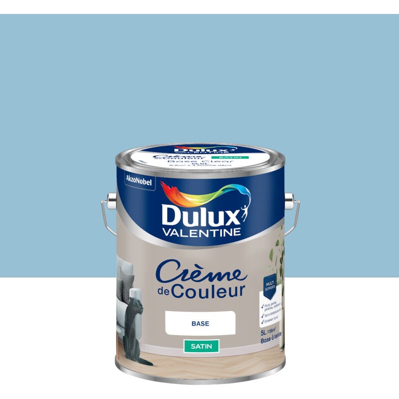 Dulux Valentine - Peinture Crème De Couleur Satin Bleu Céleste 5L