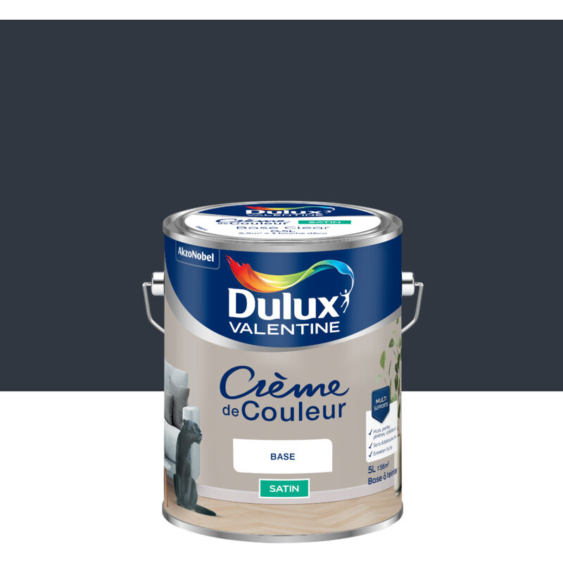 Dulux Valentine - Peinture Crème De Couleur Satin Bleu d'Encre 5L