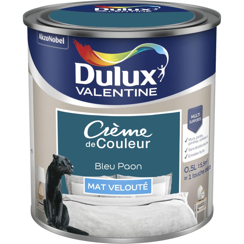 Dulux Valentine - Peinture Crème De Couleur Mat Bleu Paon 0,5 l