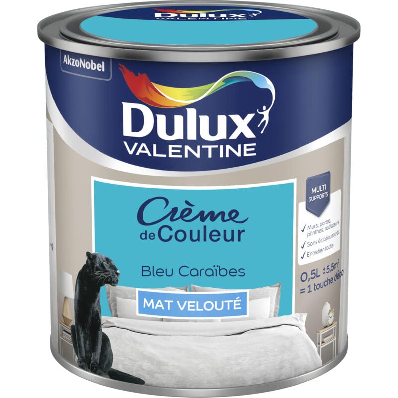 Peinture Crème De Couleur Mat Bleu Caraïbes 0,5 l Dulux Valentine