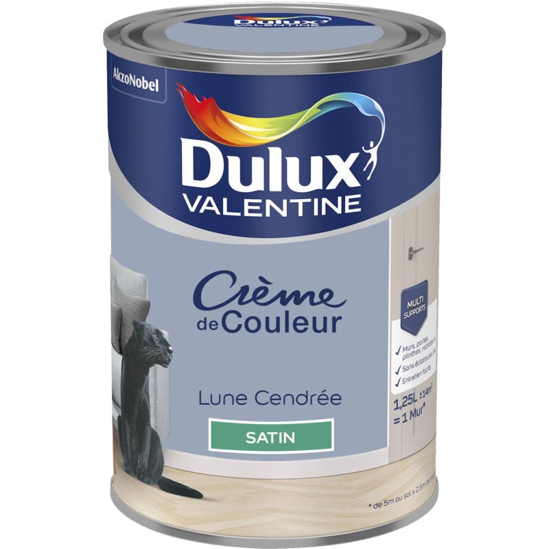 Dulux Valentine - Peinture Crème De Couleur Satin Lune Cendrée 1,25 l
