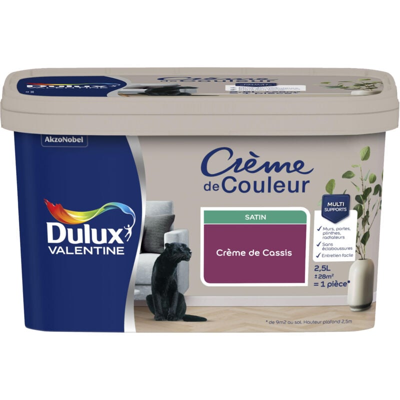 Dulux Valentine - Peinture Crème De Couleur Satin Crème de Cassis 2,5 l