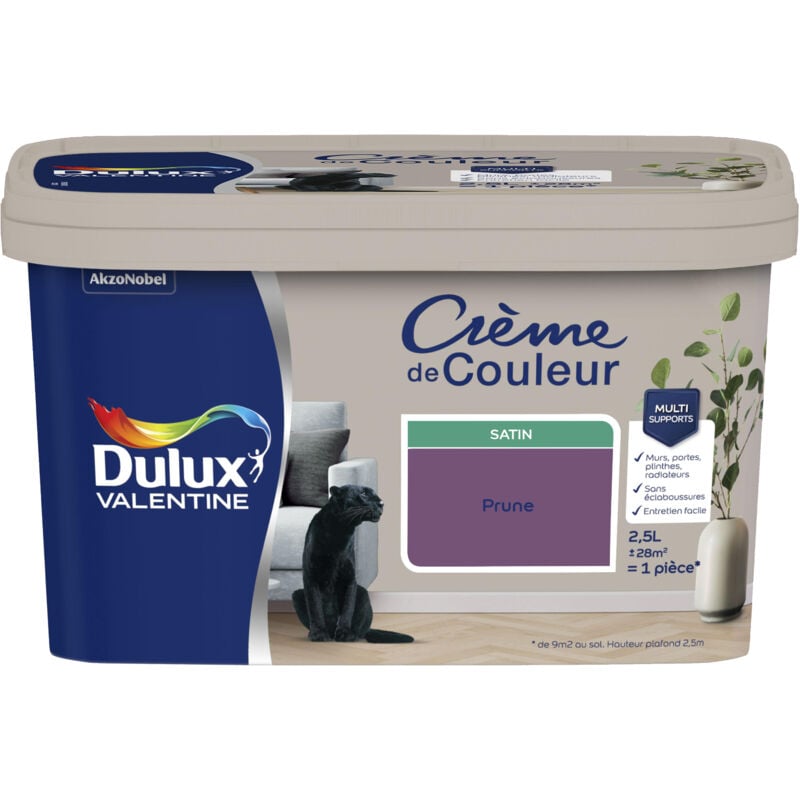 Dulux Valentine - Peinture Crème De Couleur Satin Prune 2,5 l
