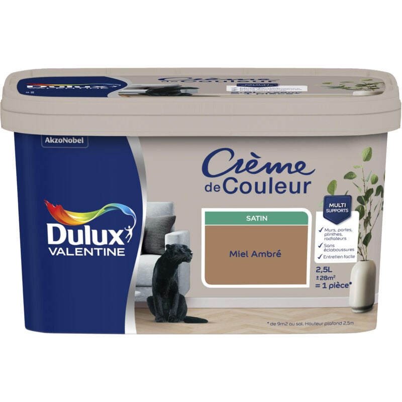Dulux Valentine - Peinture Crème De Couleur Satin Miel Ambré 2,5 l