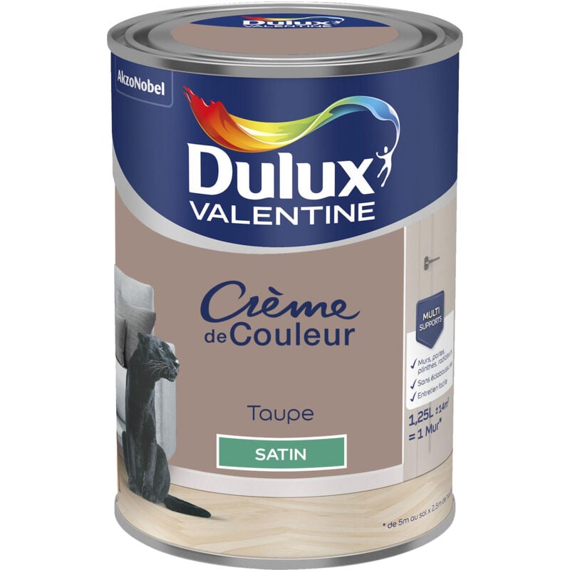 Dulux Valentine - Peinture Crème De Couleur Satin Taupe 1,25 l