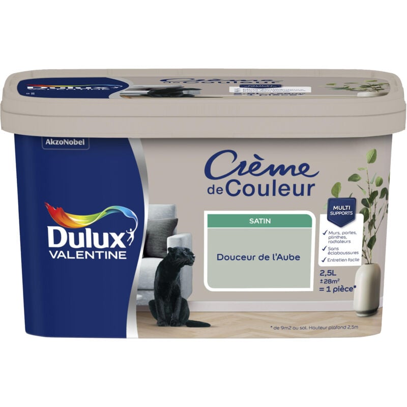 Dulux Valentine - Peinture Crème De Couleur Satin Douceur de l'aube 2,5 l