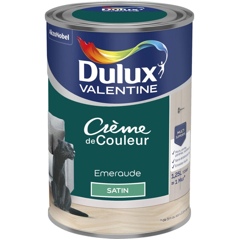 Dulux Valentine - Peinture Crème De Couleur Satin Emeraude 1,25 l