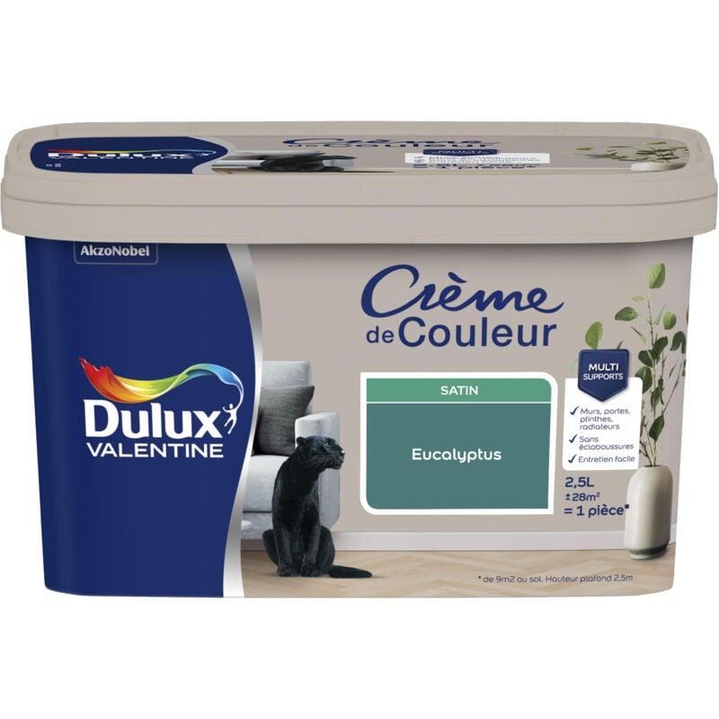 Dulux Valentine - Peinture Crème De Couleur Satin Eucalyptus 2,5 l
