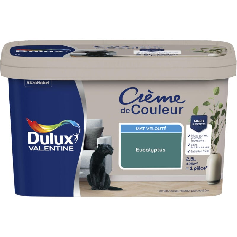 Dulux Valentine - Peinture Crème De Couleur Mat Eucalyptus 2,5 l