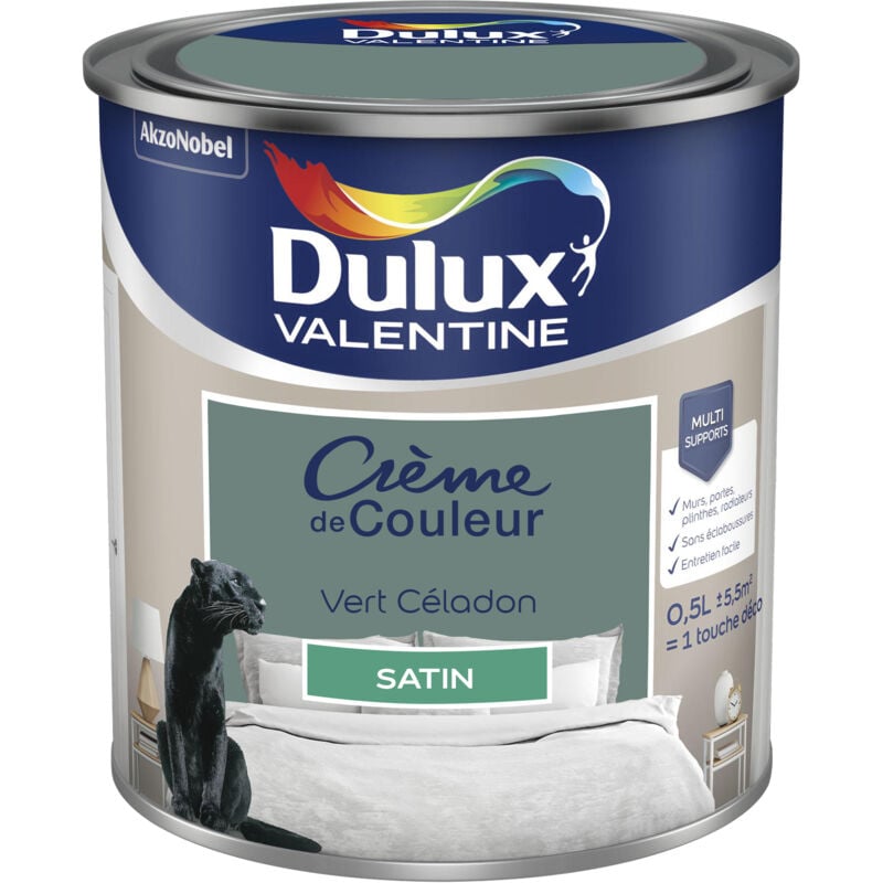 Peinture Crème De Couleur Satin Vert Céladon 0,5 l Dulux Valentine