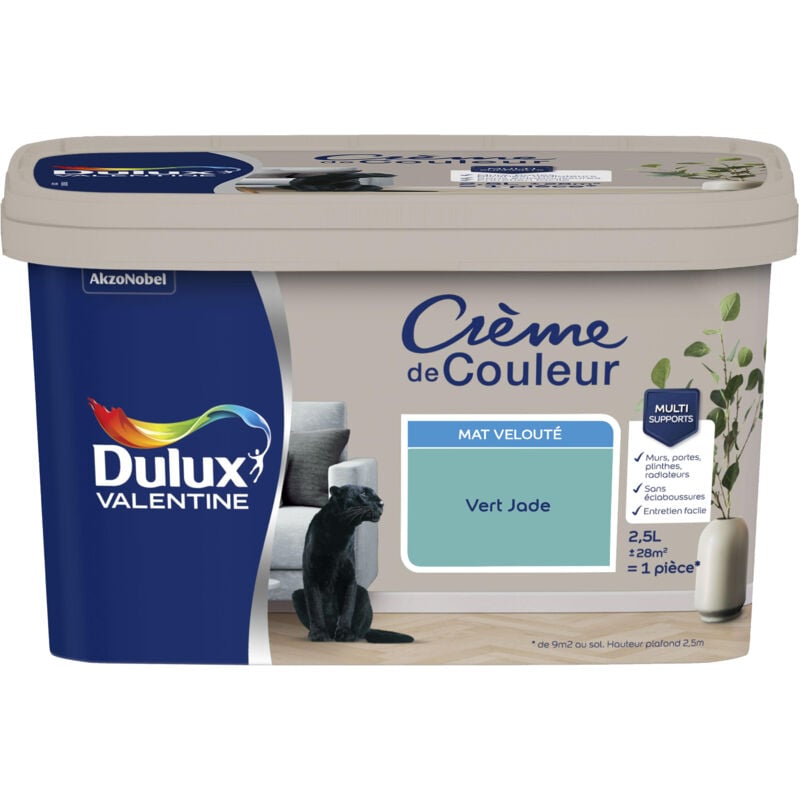 Dulux Valentine - Peinture Crème De Couleur Mat Vert Jade 2,5 l