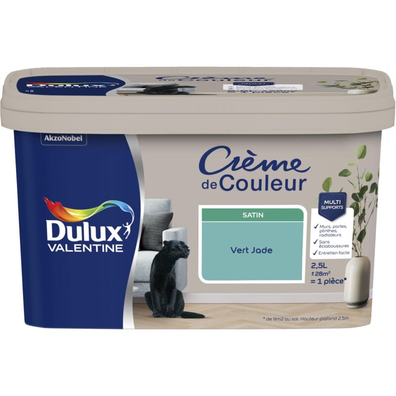 Dulux Valentine - Peinture Crème De Couleur Satin Vert Jade 2,5 l