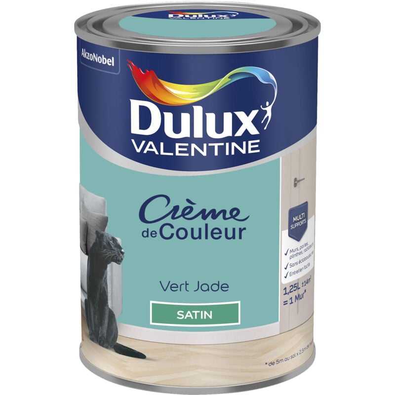 Dulux Valentine - Peinture Crème De Couleur Satin Vert Jade 1,25 l